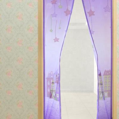 China Full Frame Hook And Loop Purple Color Door Screen Modern Magnetic Curtain for sale