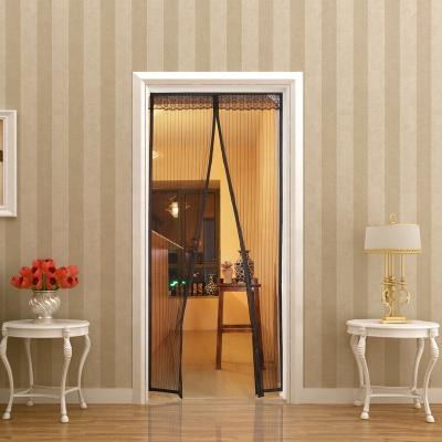 China 2020 Traditional Durable Hot Selling Amazon Polyester Magnetic Mosquito Screen Door With Full Frame Circle And Buckle for sale