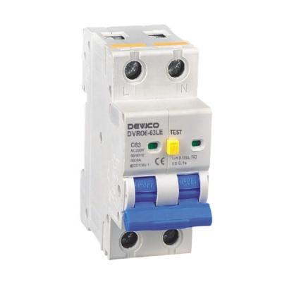 China 2P RCBO 6-63A ELCB Electronic Type MCB+RCD Earth Leakage Circuit Breaker 1P+N DVRO6-63E for sale