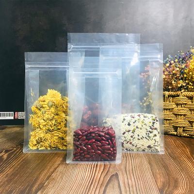 China Moisture Proof Transparent Flat Bottom Stand Up Cereal Packaging Bag for sale