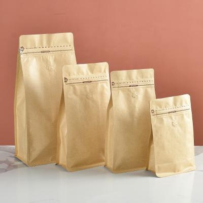 China Food 250g 500g 1000g Flat Bottom Zipper Kraft Paper Coffee Bag for sale