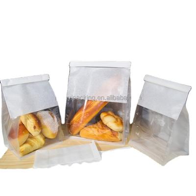 China Recyclable Custom Printed Breakfast Bakery Lunch Cookie Packaging Transparent Food Grade Bread Bag With Clear Window for sale