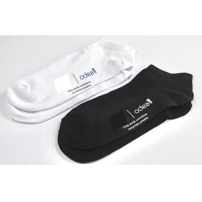 China QUICK DRY Men Women rPET Short Ankle Socks Black White Breathable Cushioned Low Cut Socks. for sale