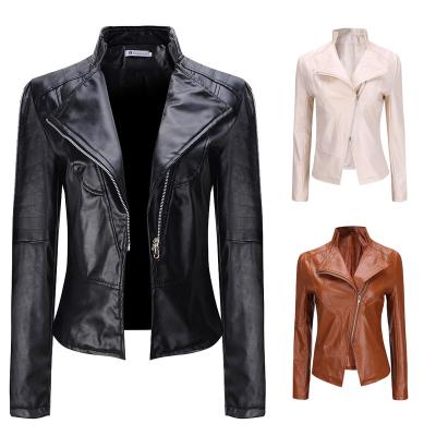 China 2021 New Waterproof Women's Leather Jacket Ditch Coat Motorcycle Style Leather Epaulets Trim Fashion Women's Coat for sale