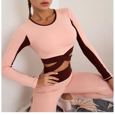 China 2021 New Breathable High Quality Modal Quick Dry Sportswear Seamless Hip Lifting 2 Piece Tights Yoga Set for sale