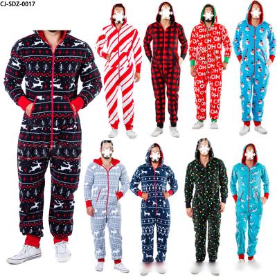 China Breathable Warm Home Men's Christmas Printed One Piece Pajamas for sale