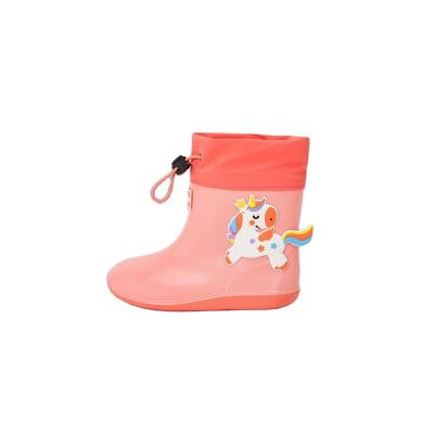 China Cartoon Waterproof Unisex Children Anti-skid Fashion Trend Polyester Pink Rain Boots for sale