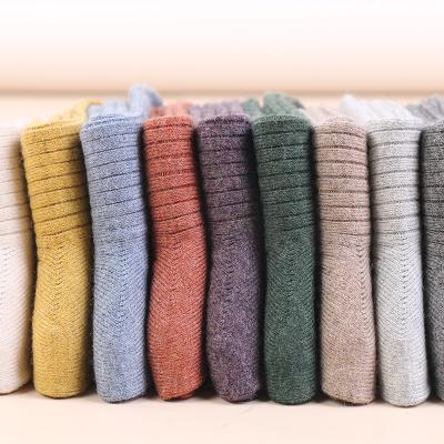 China Winter Wool Blend Socks Solid Color Women Breathable Wholesale Warm Socks for sale