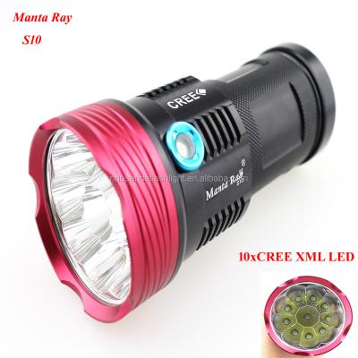 China Manta S10 Ray Camping Flashlight 10xCREE XML 10000lm 3-Mode LED (1x18650/2x18650/3x18650/4x18650) for sale