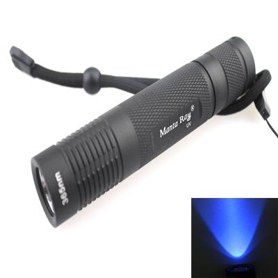 China 365nm Emergency Fluorescence Detection Manta Ray Flashlight Small UV LED Flashlight Straight Tube (1x18650) for sale