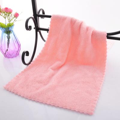 China Coral Color Fleece Color Household Towel High Density Pure Viable Absorbent Bath Towel for sale