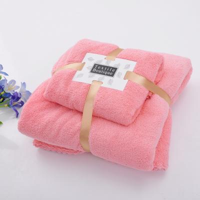 China Sustainable Luxury Quick-drying 2pcs/set Super Absorbent Soft Bath Towel +towel Soft Coral Fleece Bath Towel +towel for sale