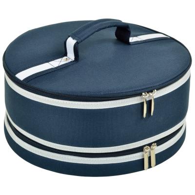 China BB-18 Polyester Waterproof Fabric Portable Round Picnic Pie Cake Carrier One Basket Cooler 12 Inch Bag for sale