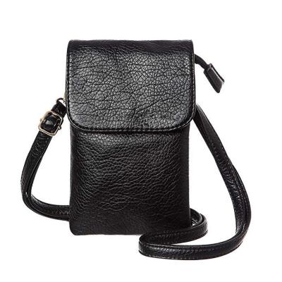 China SJB-03 Black Anti-fall Mini Crossbody Bag Cell Phone PU Leather Purse Wallet For Women for sale