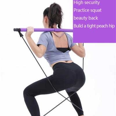 China High Quality Portable Yoga Strength Training Yoga Exercise Bar Pilates Stick With Resistance Band for sale