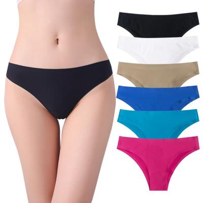 China Women's Breathable High Quality Sexy Panties Ladies One Piece Ice Thong Seamless Silk Underwear for sale