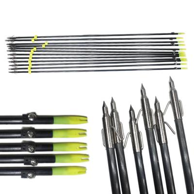 China Solid Bowfishing Arrows Fiberglass TIR Arrows With Fish Chasing Braodhead for sale