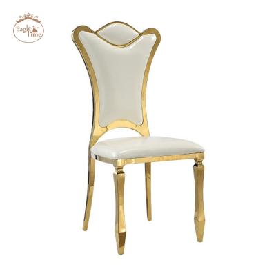 China Fashion Wedding Banquet Stainless Steel Ingot Modern Single Back Flower Household Soft Bag Dining Chair for sale