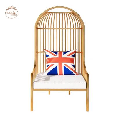 China European Modern Simple Luxury Metal Back Birdcage Chair Leisure Light Stainless Steel Modern Single Chair High for sale