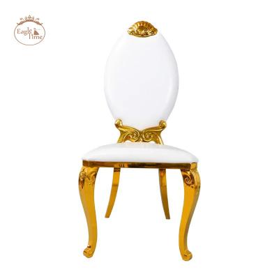 China Modern Simple Style Stainless Steel High Back Hotel Hall Chair Gold Modern Banquet Light Luxury Modern Single Dining Chair for sale