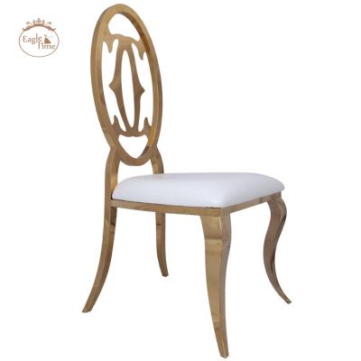 China Modern European Style Banquet Hall Dining Chair Gold Stainless Steel High Back Flower Customizable Chair for sale