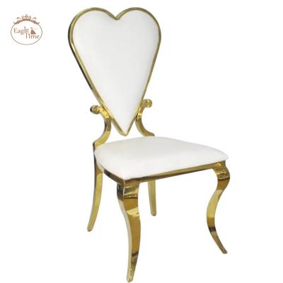 China Modern Elegant Gold Stainless Steel Heart Shaped Lounge Dining Chair Modern Simple Hotel Negotiation Chair for sale