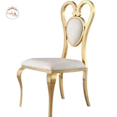 China Golden Heart Fashion Stainless Steel Modern Custom Made Light Luxury European Wedding Banquet Back Dining Chair for sale