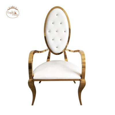 China Gold Stainless Steel Metal Modern High Back Wedding Banquet Chair for sale