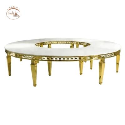 China Modern Metal Stainless Steel Semicircle Round Modern Design Wedding Banquet Event Party Dining Table for sale