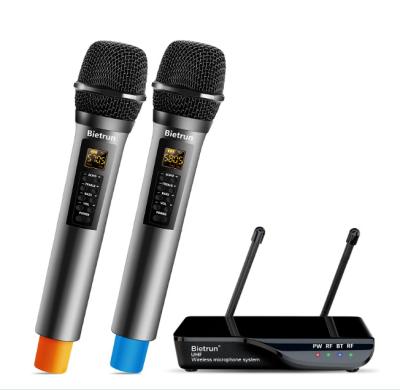 China Handheld Microphone Bietrun Wireless Microphone with Echo, Treble, Bass and Bluetooth, 160ft Range, Portable Handheld Karaoke UHF Dual Dynamic Microp for sale