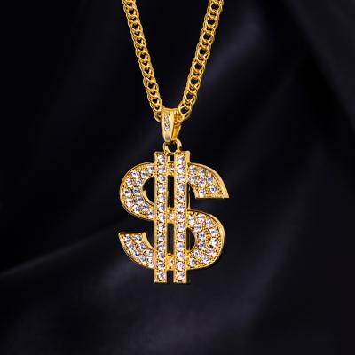 China Hip-hop style metal letter pendant necklace dollar sign clavicle chain punk custom wholesale exaggerated jewelry for sale