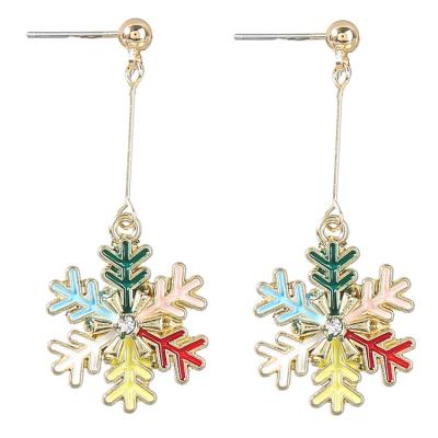 China New CLASSIC Red White Color Drip Personality New Snowflake Christmas Star Bell Asymmetric Earrings Female for sale