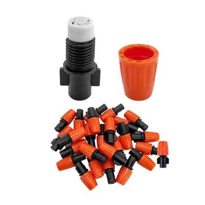 China Orange Adjustable POM New Atomization Plastic Water Sprayer Irrigation Mist Nozzle for sale