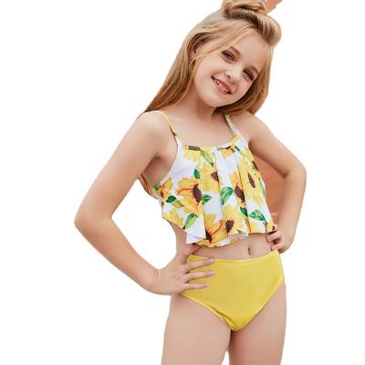 China Two-Piece Customized Qualified Breathable Girl's Swimwear Swimsuit 12 Years Old Kids Print Color Bikini Bathing Suit Teen Swimming Wear for sale