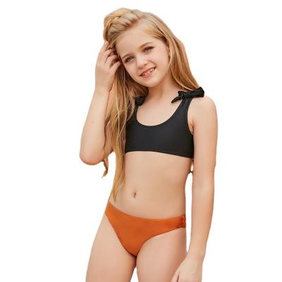 China Breathable Manufacture Customized Swimsuit De Bain Femm Teenage Bikini 12 Year Brown Swimwear Girls Swimwear Girls Youth Bikini for sale