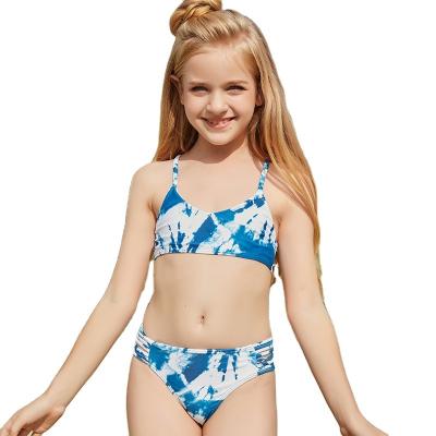 China 2021 Trendy Children's Swimsuit Low Price Factory Cute Tie Dye Print Biquini Bikini Girls Swimming Suit Kids Swimwear for sale