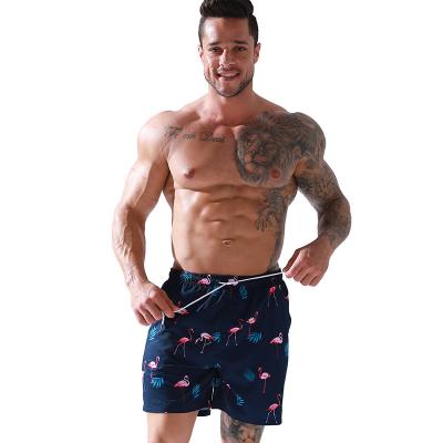 China OEM/Odm Ropa Fe Playa Para Hombres Breathable Flamingo Print Mens Beach Trunks Fashionable Shorts For Men Pocket Beach Shorts for sale