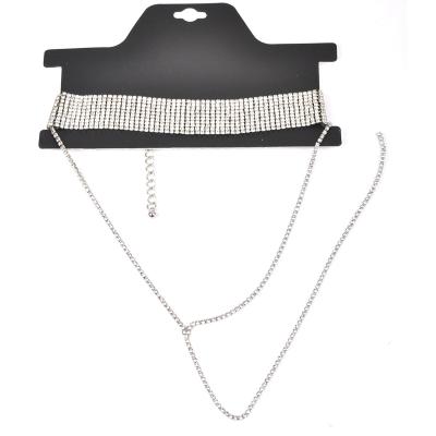 China European and American CLASSIC Gemstone Necklace CLASSIC Multi-Layer Full Alloy Diamond Necklace Popular Retro Women's Long Necklace for sale