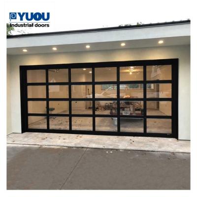 China Industrial Large Size Aluminum 16x8m Tempered Glass Garage Doors For House for sale