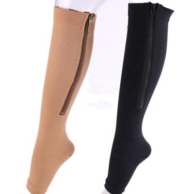 China OEM Calcetines Deportivos Breathable Zipper Stockings Women Spandex Polyester Sports Boots Varicose Veins Compression Men Sport Socks for sale