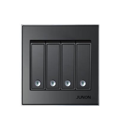 China 16A Wall Switches 4 Gang 2 Way Electrical Switches Glass Material 86*86mm for sale