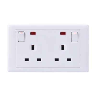 China Dual Mount 7X14 13A 2 Gang Flush Mount Switch Socket Wall Outlets China Manufacturer for sale