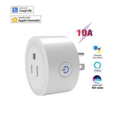 China Wifi Homekit 10A Smart USA Socket Wifi Plug Enabled Smart Plug Works With Alexa And Google Auxiliary White Main Power for sale