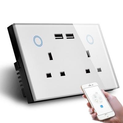 China Hot Sales PC Wall Socket 147 UK 2 USB Plug And 2 Outlet UK Standard Socket for sale