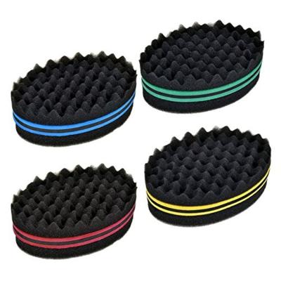 China Wholesale Soft Magic Sponge Double Sides Twist Hair Brush Sponge Sweep Natural Beauty Afro Coil Wave Hair Brush Sponge For Black Men for sale