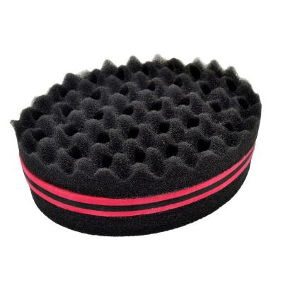 China Wholesale Soft High Density Oval Shape Double Side Wave Curl Hair Sponge Brush Twist Hair Sponge Bush For Black People for sale