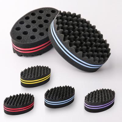 China Hot Sale Barber Men Hair Curling Tools Soft Double Side Twist Hair Sponge Brush Coils Wave Curl Afro Hair Twist Brush for sale