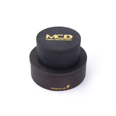 China Recyclable Round Cardboard Aluminum Packaging Box Hotstamp Custom Cosmetics Rigid Installed Black Jewelry Package Box for sale