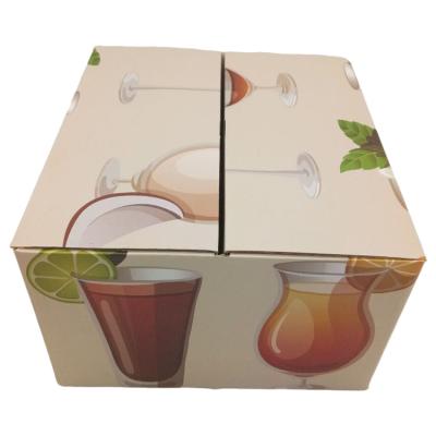 China Recyclable High Quality Corrugated Cardboard Package Box Four Glasses Package Box With Locked Divider for sale