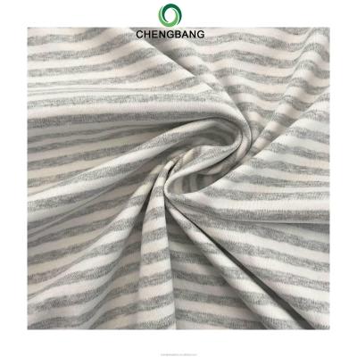 China Factory Wholesale Breathable 100% Cotton White and Gray Stripe Interlock Breathable Kid's Clothing Fabric for sale